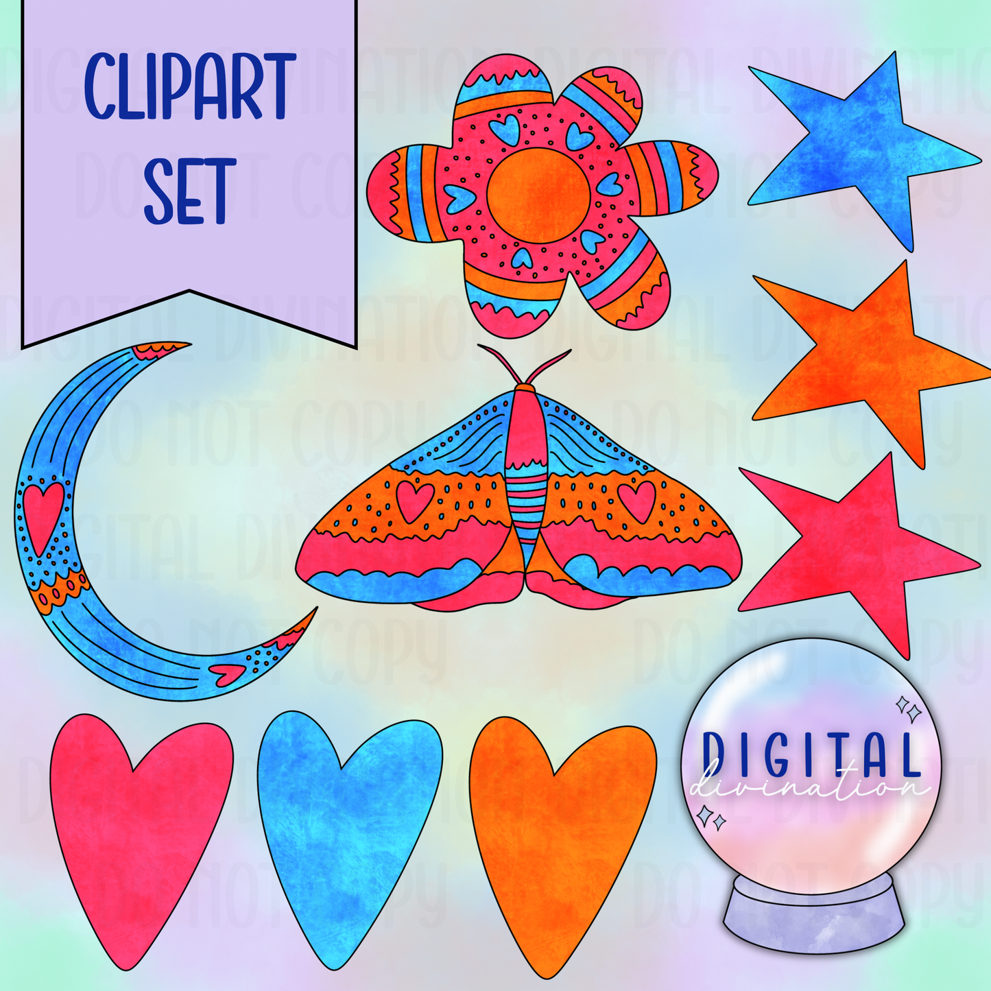 Folk Art Clipart Set