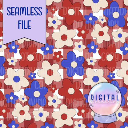 Gingham Flower Seamless Bundle