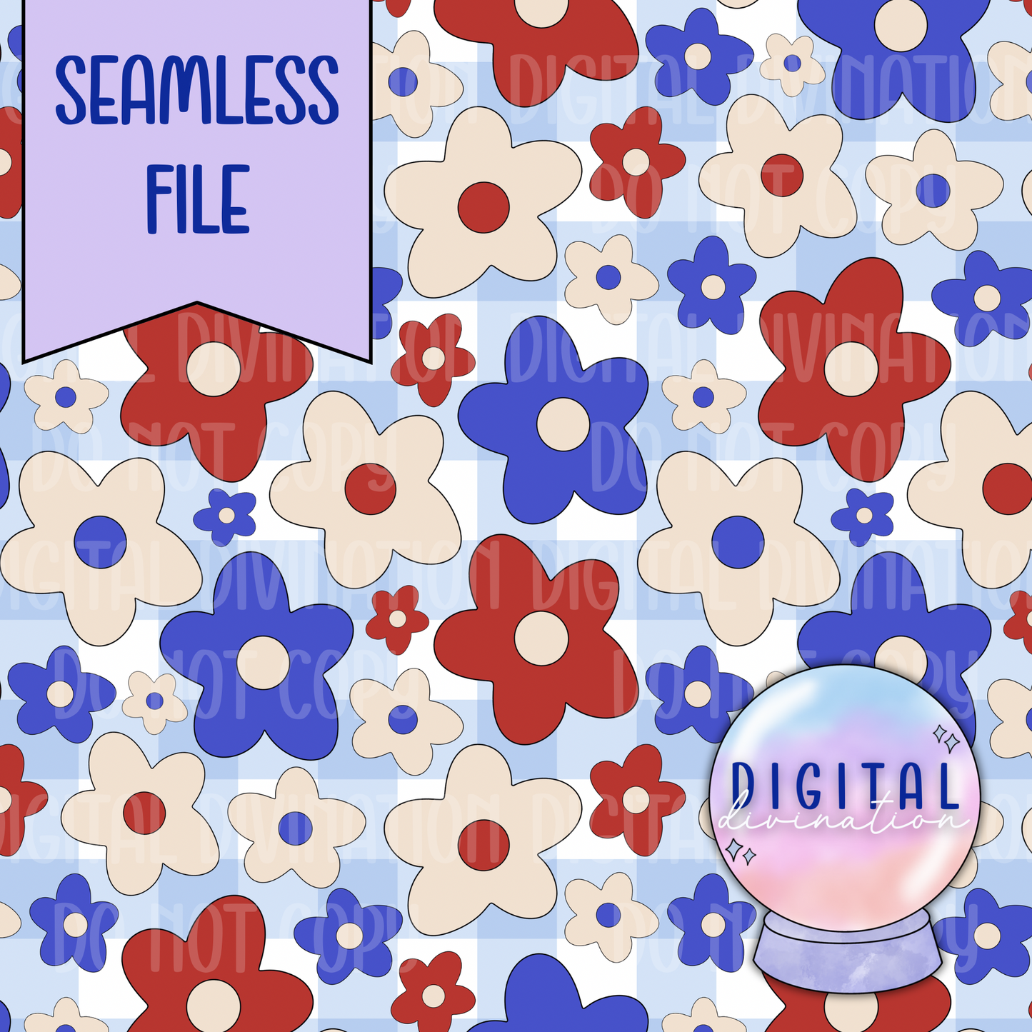 Gingham Flower Seamless Bundle