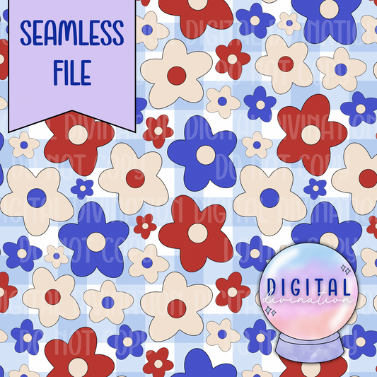 Gingham Flower Seamless Bundle