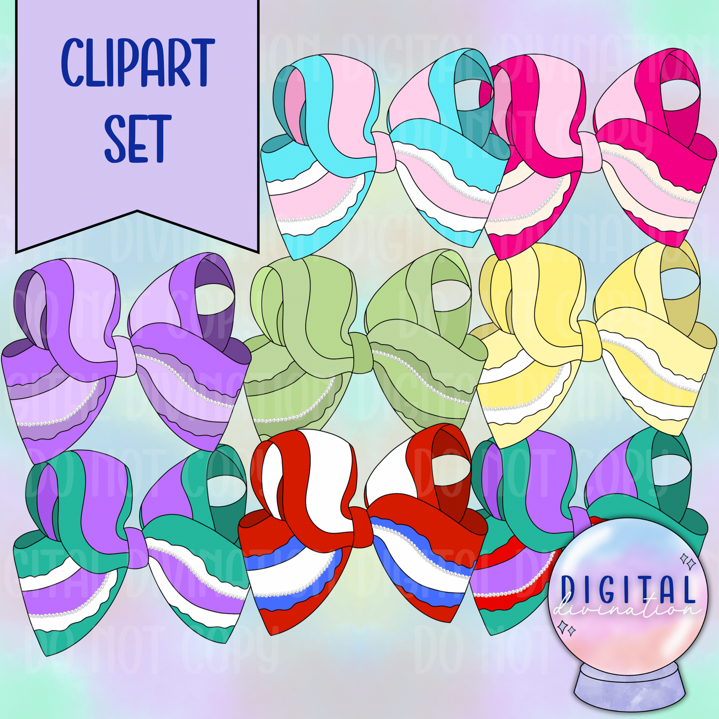 Ribbon Bow Clipart Set